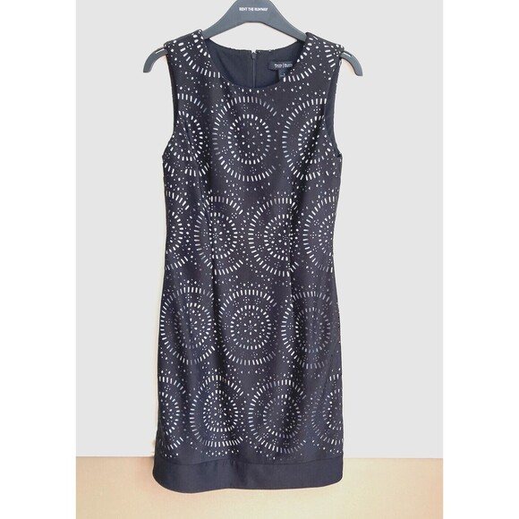 White House Black Market Dress Black Laser Cut WHBM - Picture 1 of 8